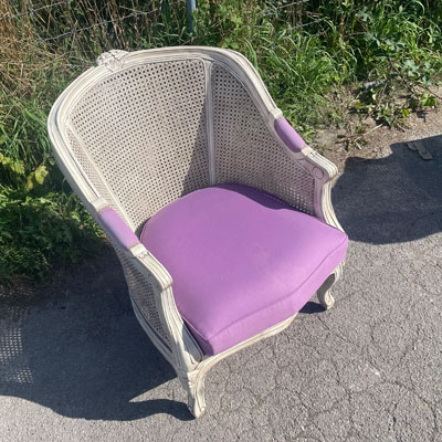 fauteuil_cabriolet_canne_blanc_coussin_violet