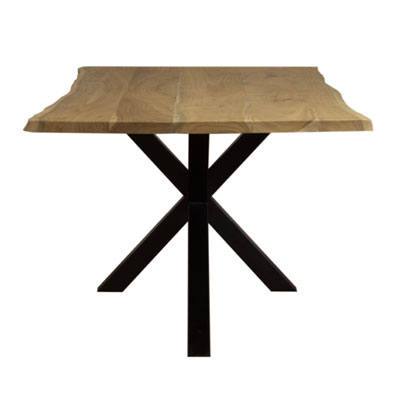 table_acacia_massif_tronc_arbre_pied_central_metal